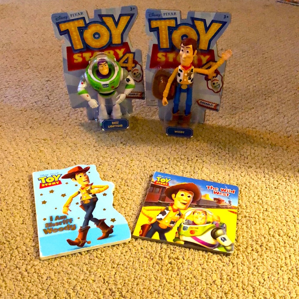 Toy story set! 2 board books and 2 action figures